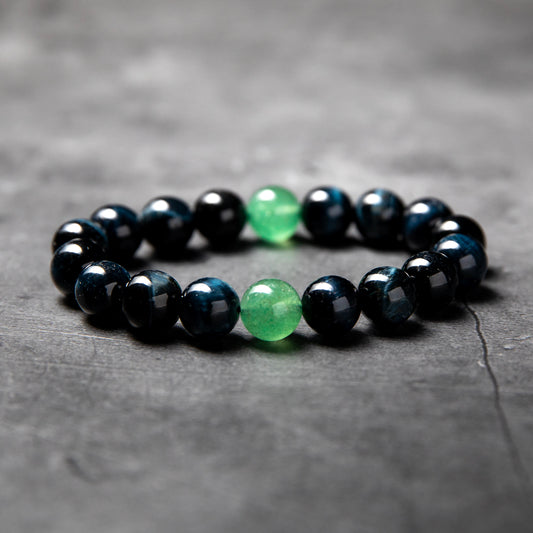 Deep Reflection - Blue Tiger's Eye & Green Aventurine Bracelet image 2