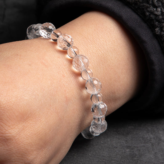 Calm Silence - Clear Faceted Quartz Bracelet
