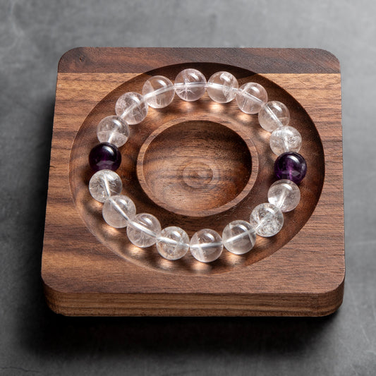 Quiet Contrast - Clear Quartz & Amethyst Bracelet image 3