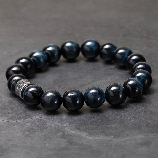 Aoi - Blue Tiger's Eye with Greek Key Accent Bracelet image 3