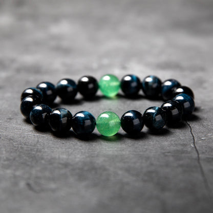 Deep Reflection - Blue Tiger's Eye & Green Aventurine Bracelet
