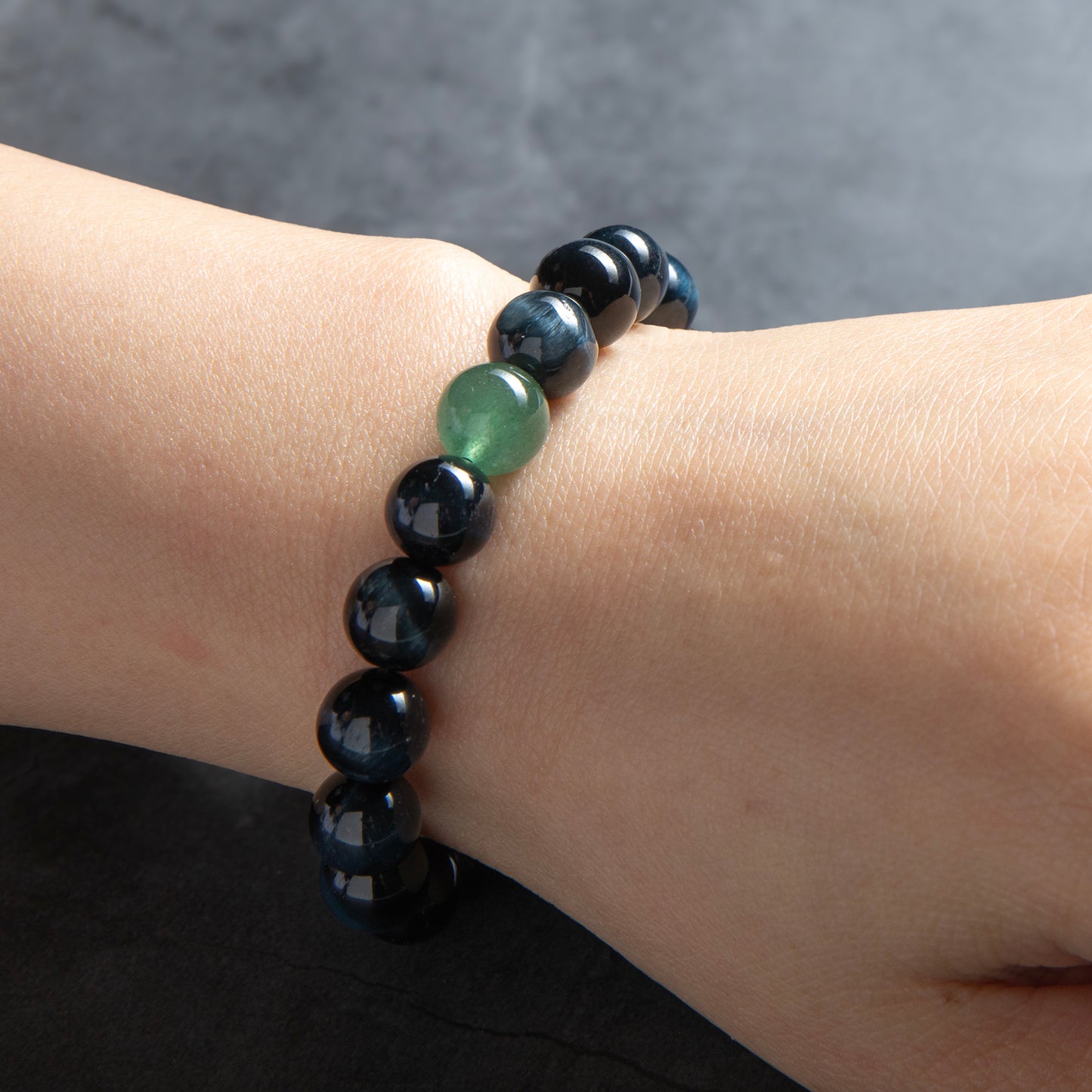Deep Reflection - Blue Tiger's Eye & Green Aventurine Bracelet
