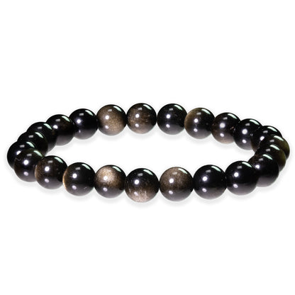 Black beaded obsidian bracelet on a white background