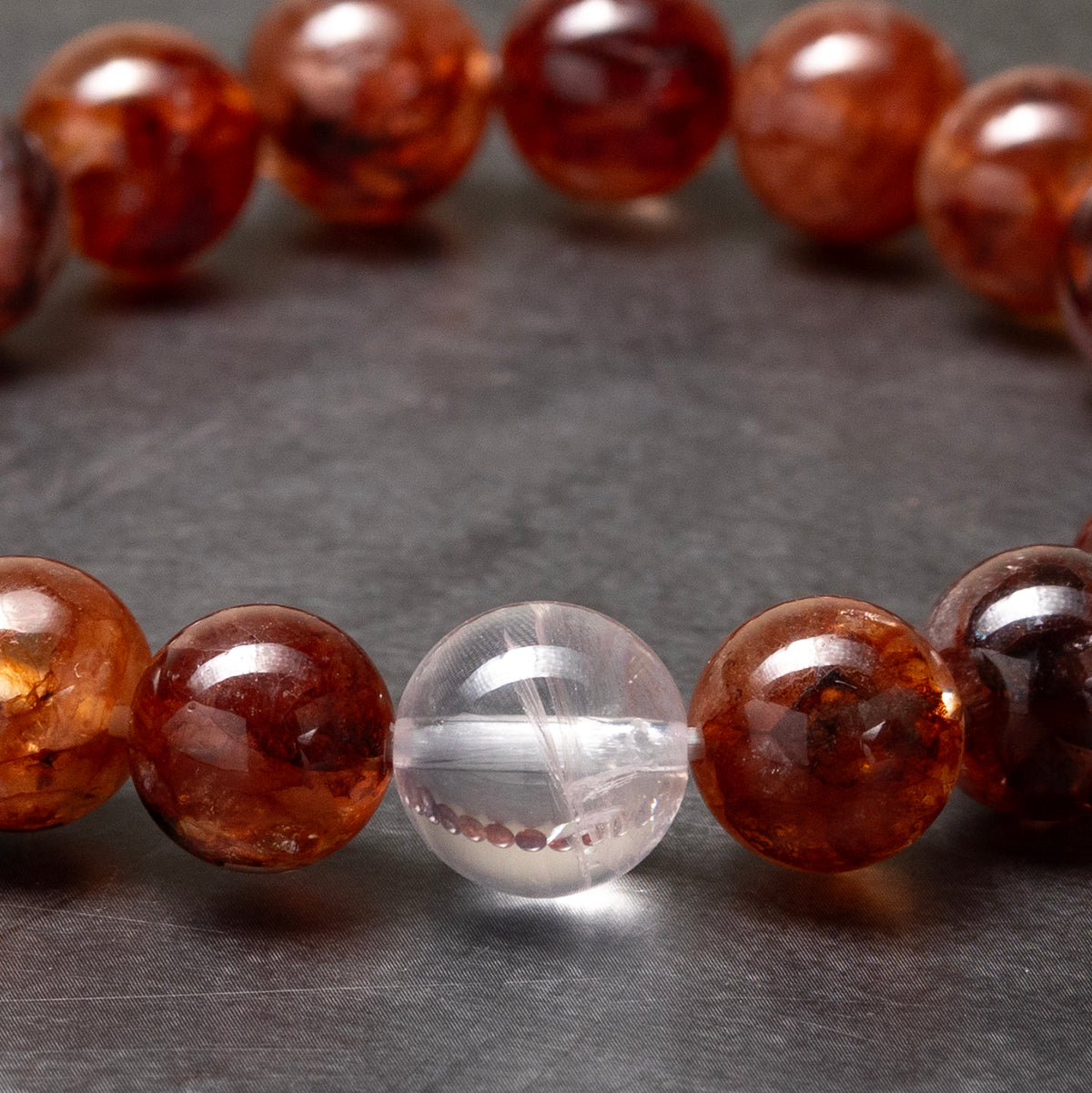 Kohaku - Red/Orange Rutilated Quartz & Clear Quartz Bracelet
