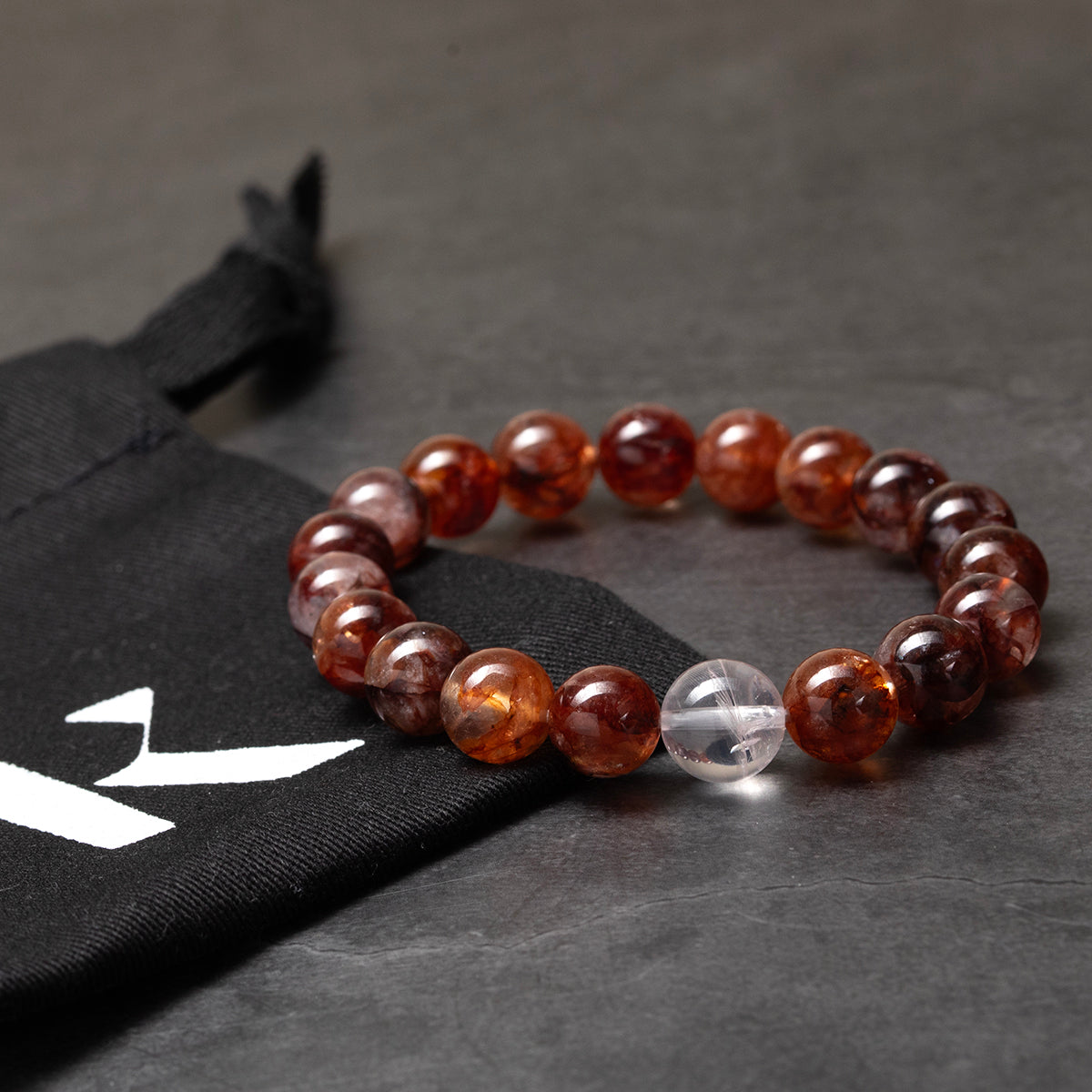Kohaku - Red/Orange Rutilated Quartz & Clear Quartz Bracelet