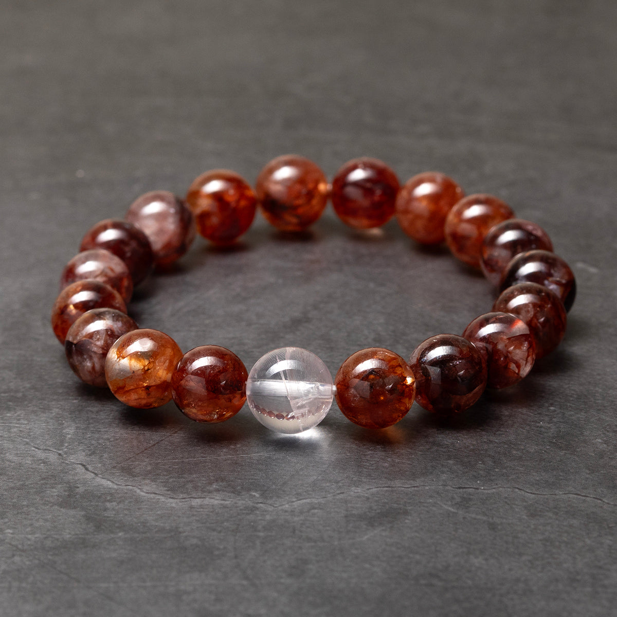 Kohaku - Red/Orange Rutilated Quartz & Clear Quartz Bracelet
