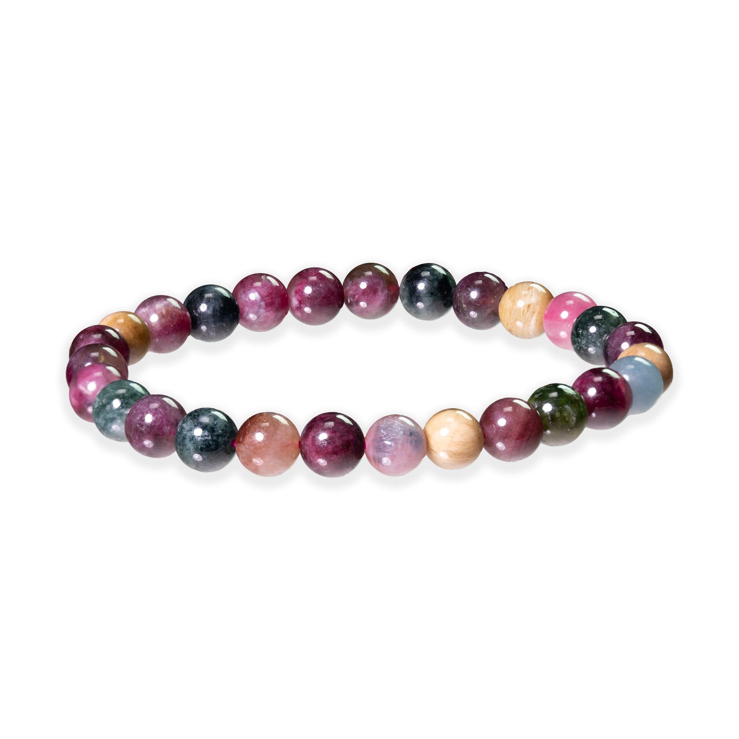 Multicolored beaded bracelet on a white background
