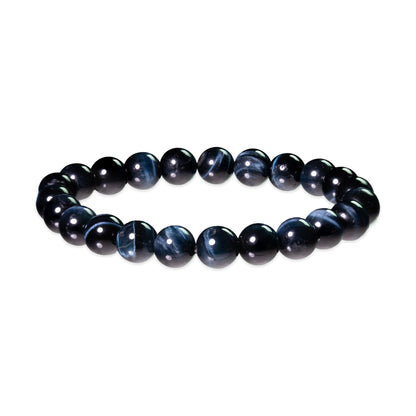 Black beaded bracelet on a white background