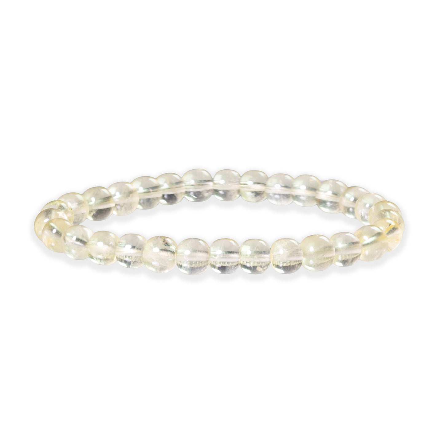Clear beaded bracelet on a white background