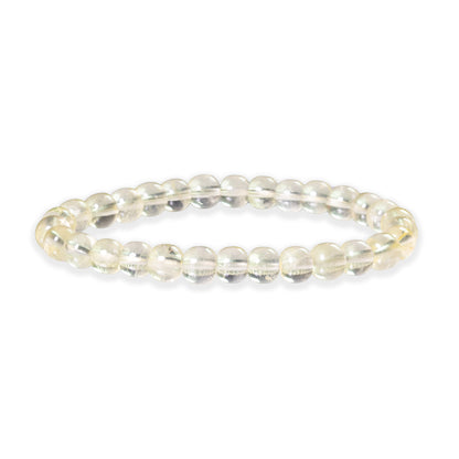 Clear beaded bracelet on a white background