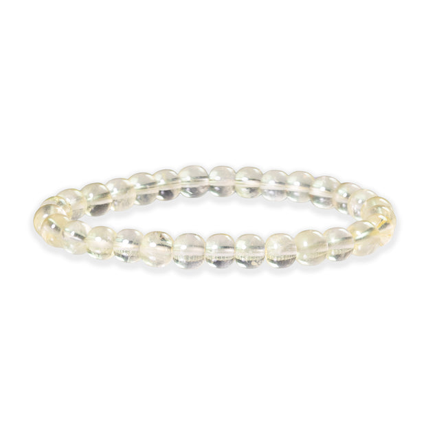 Clear beaded bracelet on a white background