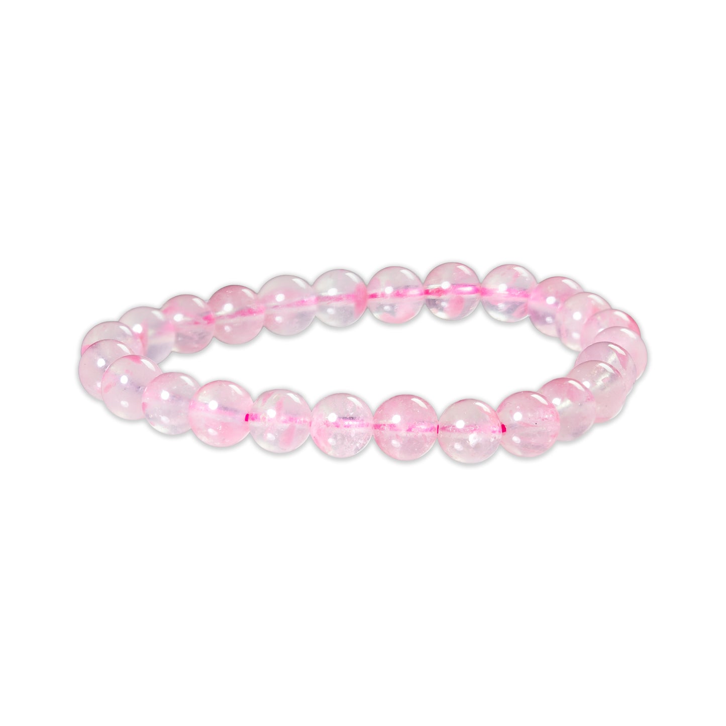 Pink beaded bracelet on a white background