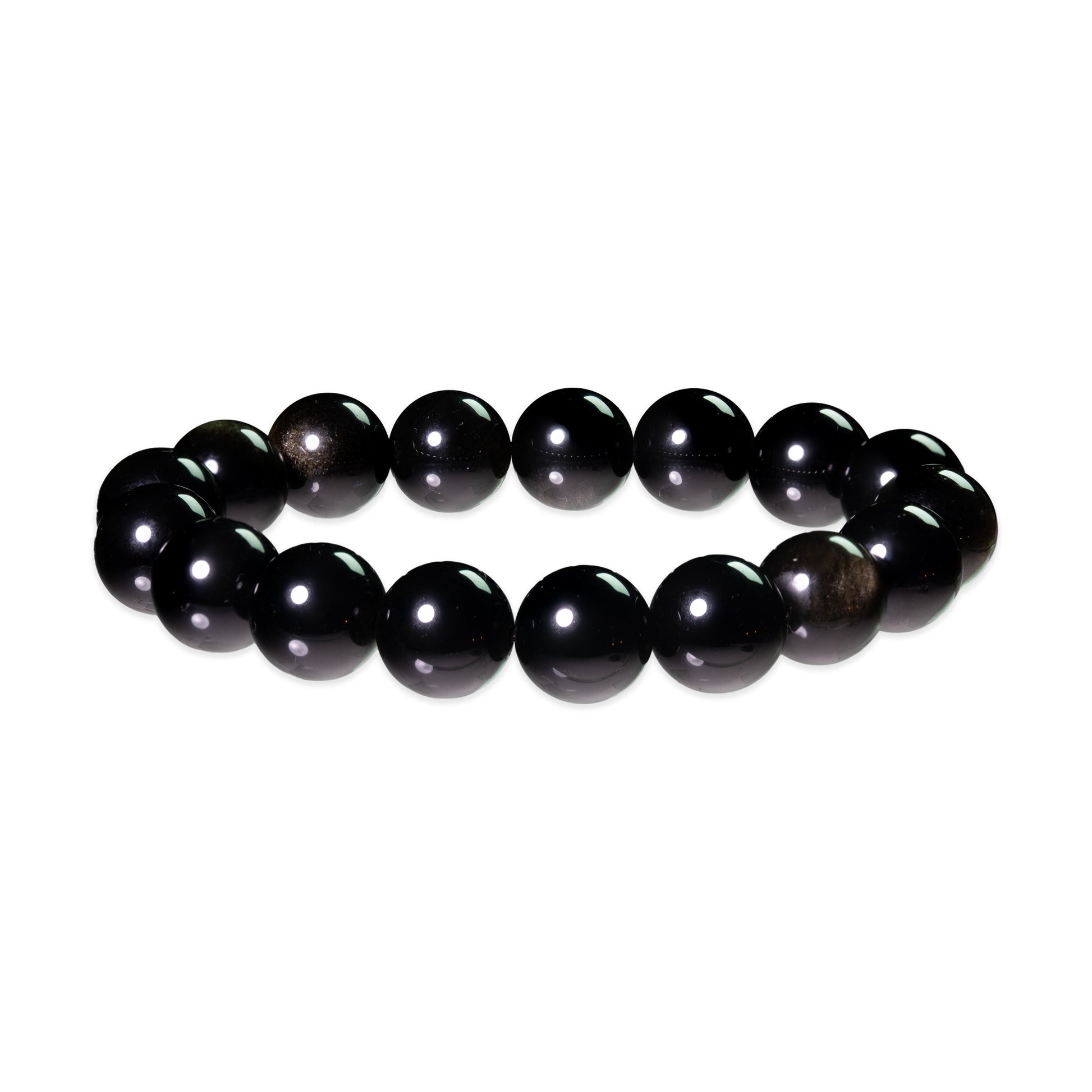 Black beaded bracelet on a white background