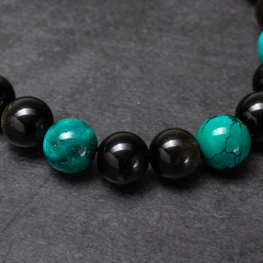 Kuro - Turquoise & Black Obsidian Bracelet image 2