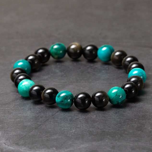 Kuro - Turquoise & Black Obsidian Bracelet