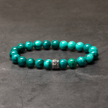 Path of Waves - Turquoise Bracelet & Greek Key Stainless Steel Spacer