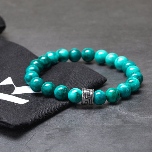 Path of Waves - Turquoise Bracelet & Greek Key Stainless Steel Spacer image 2