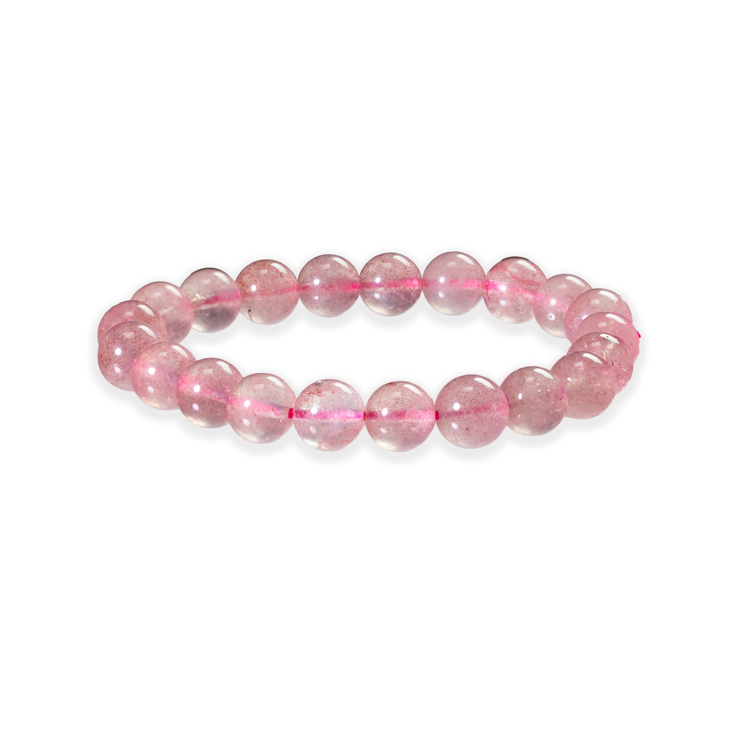 Pink beaded bracelet on a white background