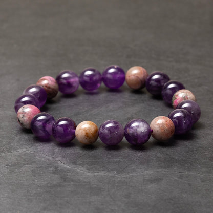 Purple Garden - Amethyst & Lodolite Quartz Bracelet