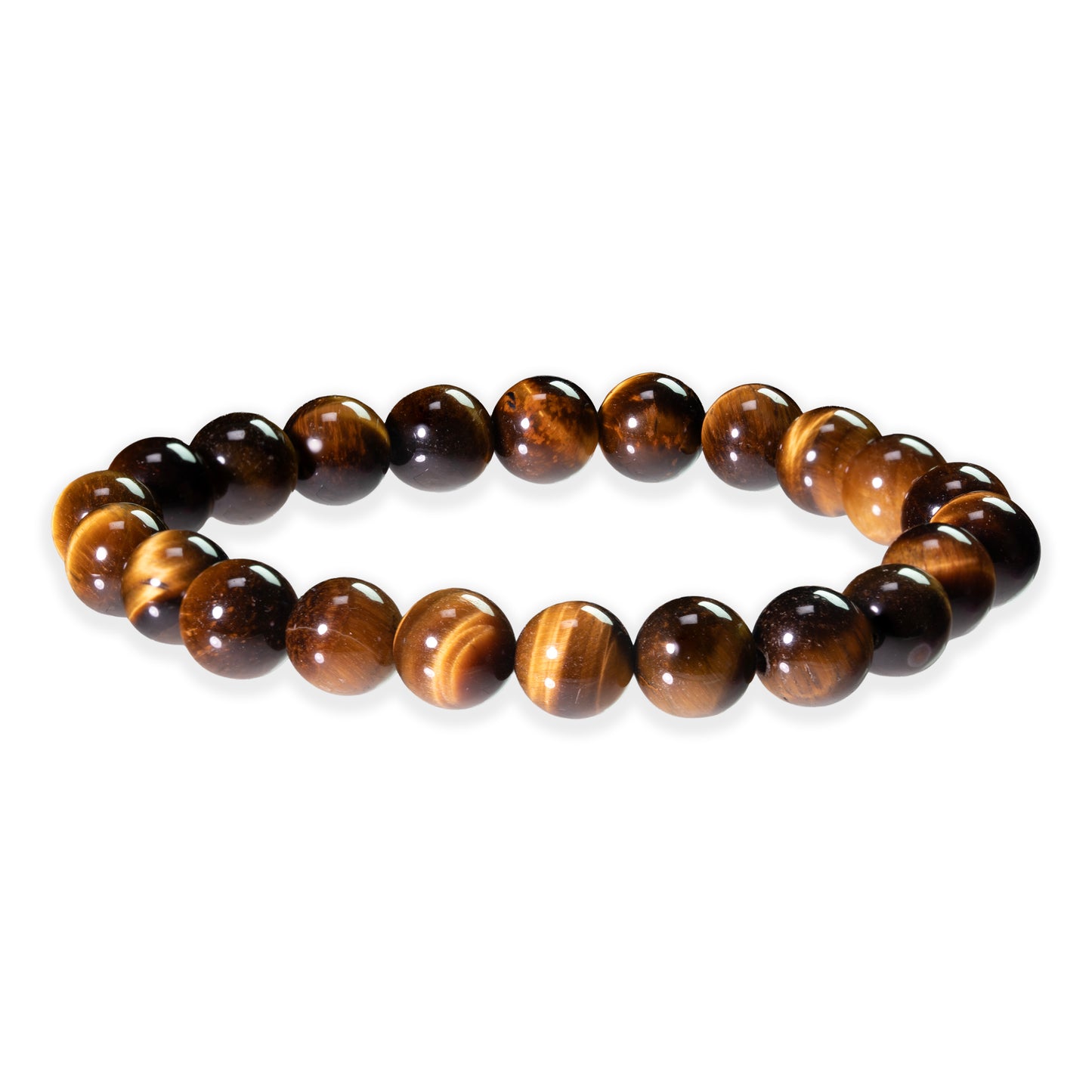 Brown beaded tiger eye bracelet on a white background