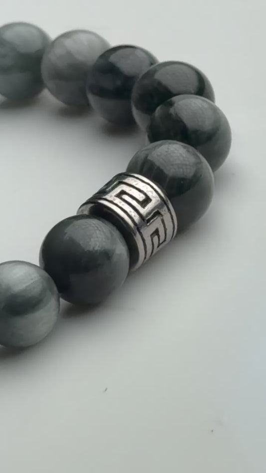 Silver Screen - Black Labradorite Bracelet & Stainless Steel Spacer image 2