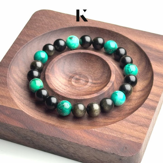Kuro - Turquoise & Black Obsidian Bracelet image 3