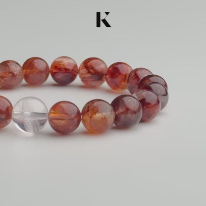 Kohaku - Red/Orange Rutilated Quartz & Clear Quartz Bracelet