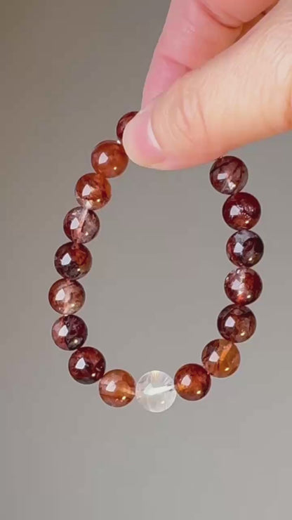 Kohaku - Red/Orange Rutilated Quartz & Clear Quartz Bracelet