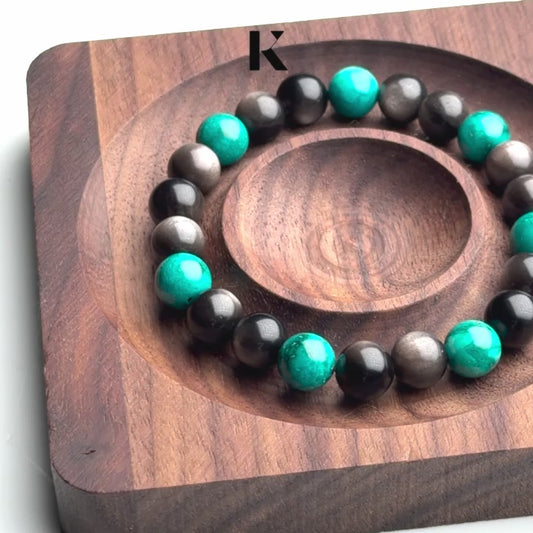 Ao - Turquoise & Black Obsidian Bracelet image 3
